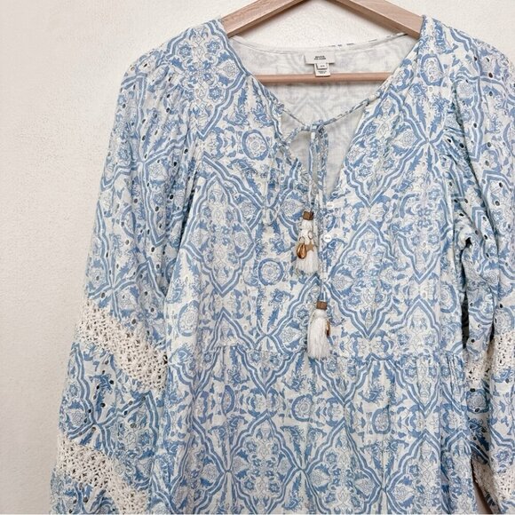 River Island Womens Xsmall Paisley Boho Slit Neck Long Sleeve Dress - Picture 5 of 14